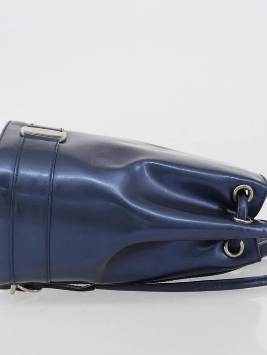 Salvatore Ferragamo Vala Backpack Patent leather Navy Silver Auth 175785 main image 8